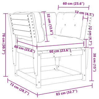vidaXL Garden Sofa Armrest with Cushions Solid Wood Douglas - Sofa In Store