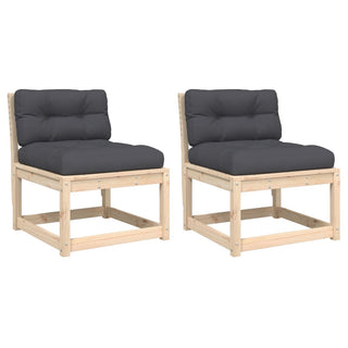 vidaXL Garden Sofas with Cushions 2pcs Solid Wood Pine - Sofa In Store