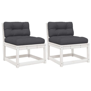 vidaXL Garden Sofas with Cushions 2pcs White Solid Wood Pine - Sofa In Store