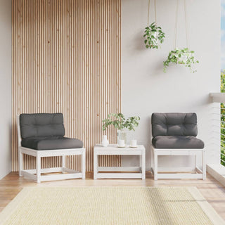 vidaXL Garden Sofas with Cushions 2pcs White Solid Wood Pine - Sofa In Store