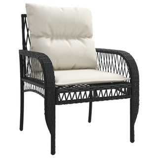 vidaXL 4 Piece Garden Sofa Set with Cushions Black Poly Rattan - 368726 - Sofa In Store