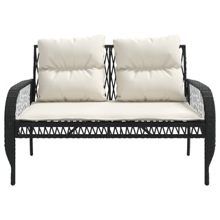 vidaXL 4 Piece Garden Sofa Set with Cushions Black Poly Rattan - 368726 - Sofa In Store
