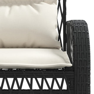 vidaXL 4 Piece Garden Sofa Set with Cushions Black Poly Rattan - 368726 - Sofa In Store