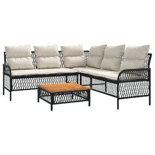 vidaXL 2 Piece Garden Sofa Set with Cushions Black Poly Rattan - 368733 - Sofa In Store
