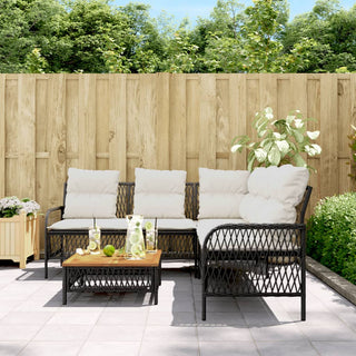 vidaXL 2 Piece Garden Sofa Set with Cushions Black Poly Rattan - 368733 - Sofa In Store