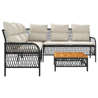 vidaXL 2 Piece Garden Sofa Set with Cushions Black Poly Rattan - 368733 - Sofa In Store