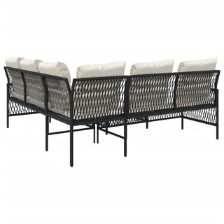 vidaXL 2 Piece Garden Sofa Set with Cushions Black Poly Rattan - 368733 - Sofa In Store