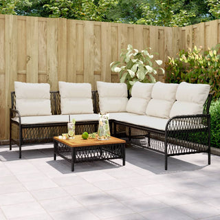 vidaXL 2 Piece Garden Sofa Set with Cushions Black Poly Rattan - 368733 - Sofa In Store