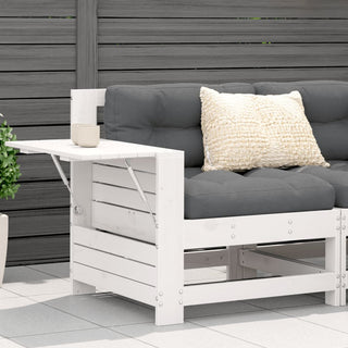 vidaXL Garden Armrest Sofa with Side Table White Solid Wood Pine - Sofa In Store