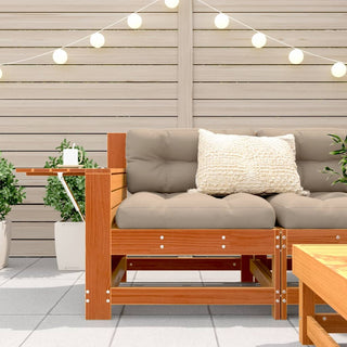 vidaXL Garden Armrest Sofa with Side Table Wax Brown Solid Wood Pine - Sofa In Store