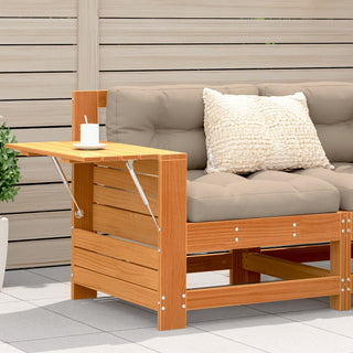 vidaXL Garden Armrest Sofa with Side Table Wax Brown Solid Wood Pine - Sofa In Store