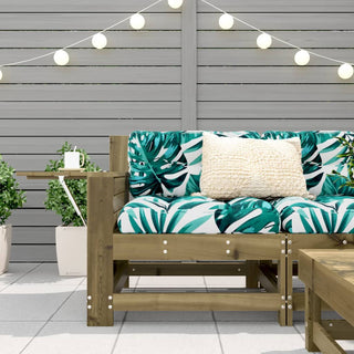 vidaXL Garden Armrest Sofa with Side Table Impregnated Wood Pine - Sofa In Store