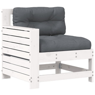 vidaXL Garden Armrest Sofa with Cushion White Solid Wood Pine - 844915 - Sofa In Store