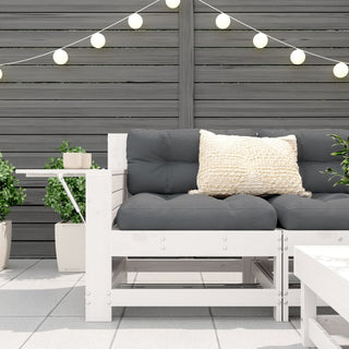 vidaXL Garden Armrest Sofa with Cushion White Solid Wood Pine - 844915 - Sofa In Store