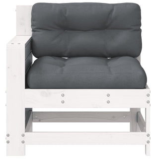 vidaXL Garden Armrest Sofa with Cushion White Solid Wood Pine - 844915 - Sofa In Store