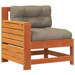 vidaXL Garden Armrest Sofa with Cushion Wax Brown Solid Wood Pine - 844916 - Sofa In Store