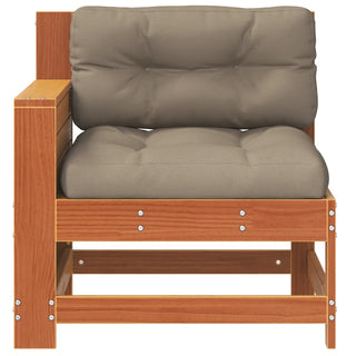 vidaXL Garden Armrest Sofa with Cushion Wax Brown Solid Wood Pine - 844916 - Sofa In Store