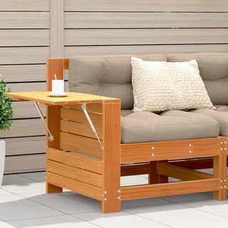 vidaXL Garden Armrest Sofa with Cushion Wax Brown Solid Wood Pine - 844916 - Sofa In Store