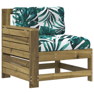 vidaXL Garden Armrest Sofa with Cushion Impregnated Wood Pine - 844918 - Sofa In Store