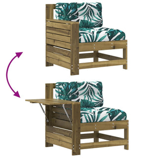 vidaXL Garden Armrest Sofa with Cushion Impregnated Wood Pine - 844918 - Sofa In Store
