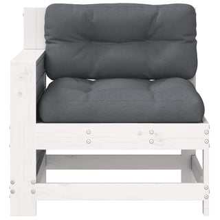 vidaXL Garden Armrest Sofa with Cushion White Solid Wood Pine - 844921 - Sofa In Store