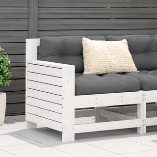 vidaXL Garden Armrest Sofa with Cushion White Solid Wood Pine - 844921 - Sofa In Store