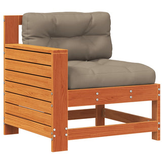 vidaXL Garden Armrest Sofa with Cushion Wax Brown Solid Wood Pine - 844922 - Sofa In Store