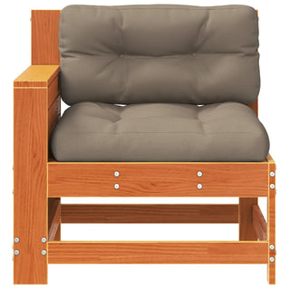 vidaXL Garden Armrest Sofa with Cushion Wax Brown Solid Wood Pine - 844922 - Sofa In Store