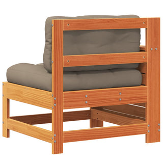 vidaXL Garden Armrest Sofa with Cushion Wax Brown Solid Wood Pine - 844922 - Sofa In Store
