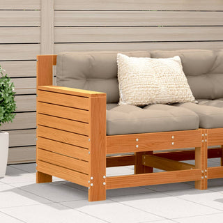 vidaXL Garden Armrest Sofa with Cushion Wax Brown Solid Wood Pine - 844922 - Sofa In Store