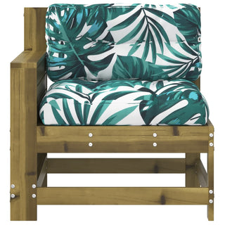 vidaXL Garden Armrest Sofa with Cushion Impregnated Wood Pine - 844924 - Sofa In Store