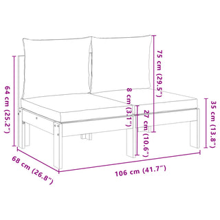 vidaXL Garden Sofa Armless with Cushions 2-Seater Solid Wood Acacia - 367625 - Sofa In Store