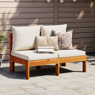 vidaXL Garden Sofa Armless with Cushions 2-Seater Solid Wood Acacia - 367625 - Sofa In Store