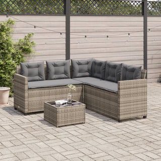 vidaXL Garden Sofa with Table and Cushions L-Shaped Grey Poly Rattan - 369041 - Sofa In Store