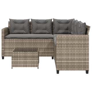 vidaXL Garden Sofa with Table and Cushions L-Shaped Grey Poly Rattan - 369041 - Sofa In Store