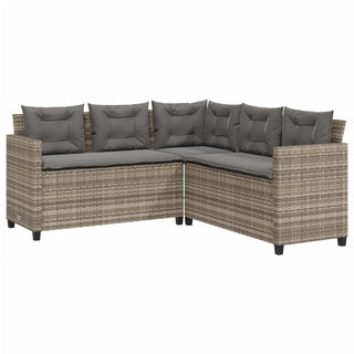 vidaXL Garden Sofa with Table and Cushions L-Shaped Grey Poly Rattan - 369041 - Sofa In Store