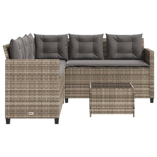 vidaXL Garden Sofa with Table and Cushions L-Shaped Grey Poly Rattan - 369041 - Sofa In Store