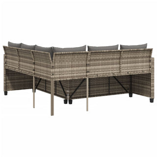 vidaXL Garden Sofa with Table and Cushions L-Shaped Grey Poly Rattan - 369041 - Sofa In Store