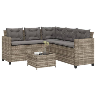 vidaXL Garden Sofa with Table and Cushions L-Shaped Grey Poly Rattan - 369041 - Sofa In Store