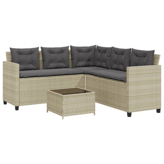 vidaXL Garden Sofa with Table and Cushions L-Shaped Light Grey Poly Rattan - 369044 - Sofa In Store