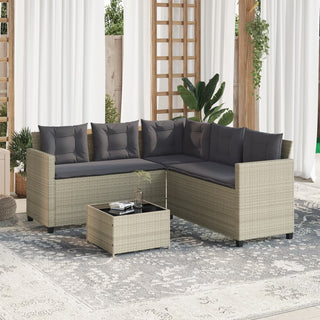 vidaXL Garden Sofa with Table and Cushions L-Shaped Light Grey Poly Rattan - 369044 - Sofa In Store