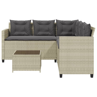 vidaXL Garden Sofa with Table and Cushions L-Shaped Light Grey Poly Rattan - 369044 - Sofa In Store