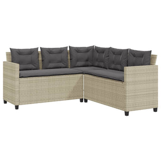 vidaXL Garden Sofa with Table and Cushions L-Shaped Light Grey Poly Rattan - 369044 - Sofa In Store