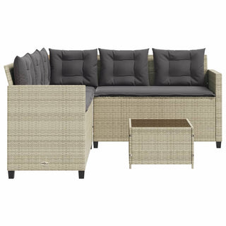 vidaXL Garden Sofa with Table and Cushions L-Shaped Light Grey Poly Rattan - 369044 - Sofa In Store
