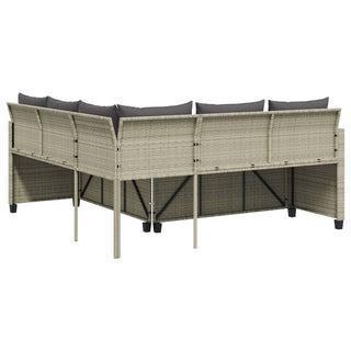 vidaXL Garden Sofa with Table and Cushions L-Shaped Light Grey Poly Rattan - 369044 - Sofa In Store