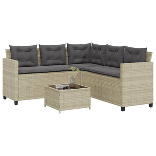 vidaXL Garden Sofa with Table and Cushions L-Shaped Light Grey Poly Rattan - 369044 - Sofa In Store