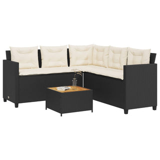 vidaXL Garden Sofa with Table and Cushions L-shaped Black Poly Rattan - 369048 - Sofa In Store