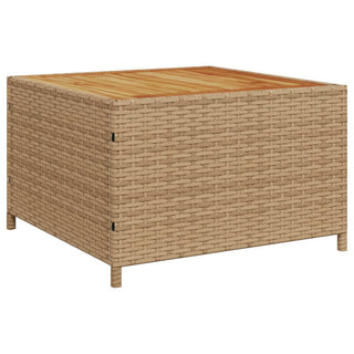 vidaXL Garden Sofa with Table and Cushions L-Shaped Beige Poly Rattan - 369050