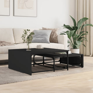 vidaXL Nesting Coffee Tables 2 pcs Black Engineered Wood and Metal - Sofa In Store