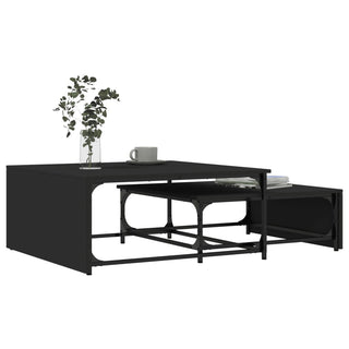 vidaXL Nesting Coffee Tables 2 pcs Black Engineered Wood and Metal - Sofa In Store